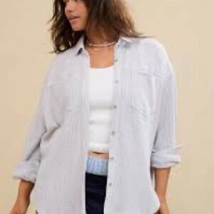 American Eagle womens anytime fave waffle Gray Shirt size medium